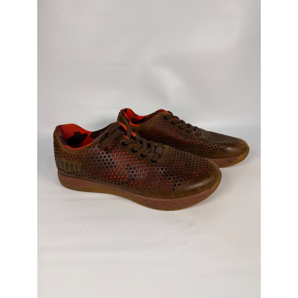 NOBULL Trainer Brown Leather Perforated Athletic Shoes Mens 7 Womens 8.5